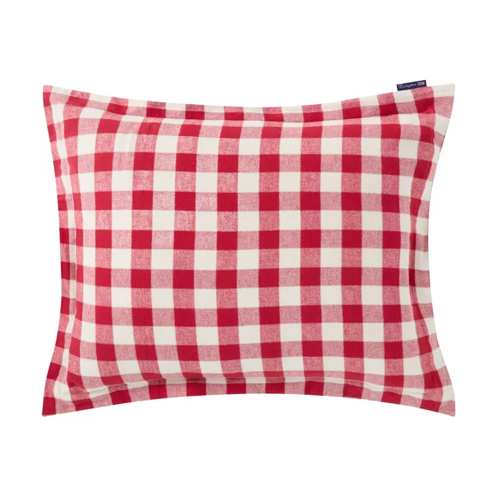 Checked Cotton Flannel 枕头套 50x60 cm - 红色-浅米色 - Lexington