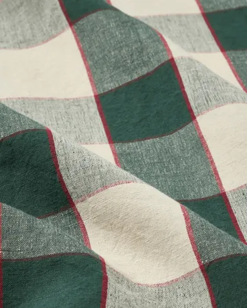 Checked Cotton Linen 桌布 150x250 cm - 绿色-浅米色-红色 - Lexington