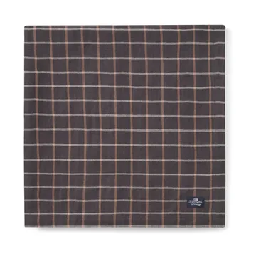 Checked Cotton Linen 桌布 150x250 cm - Dark grey-beige - Lexington