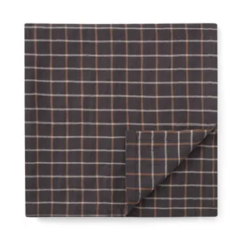Checked Cotton Linen 桌布 150x250 cm - Dark grey-beige - Lexington