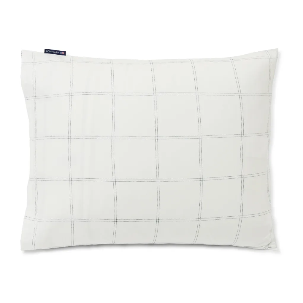 Checked 枕头套 cotton-lyocell 50x90 cm, Off 白色-dark 蓝色 Lexington