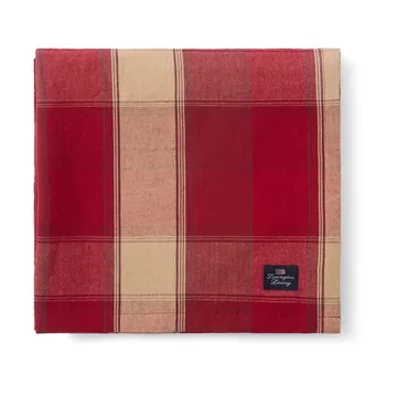 Checked linen-cotton 桌布 150x350 cm - 红色-米色 - Lexington