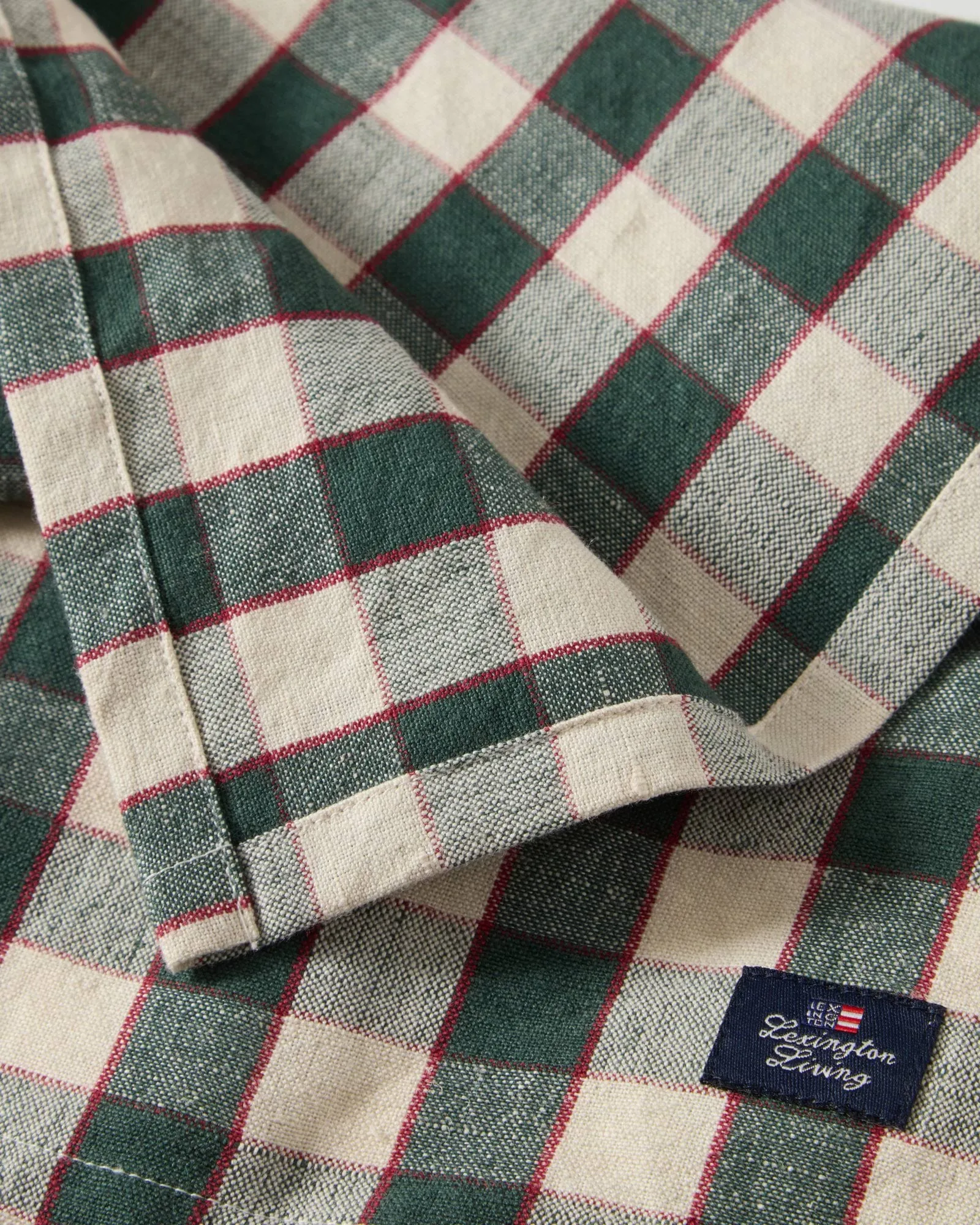 Checked Linen/Cotton 纺织品 餐巾纸 50x50 cm, 绿色-浅米色-红色 Lexington