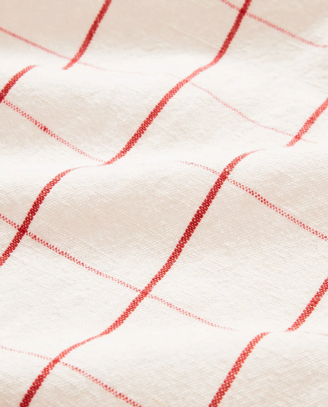 Checked Linen/Cotton 厨房巾 50x70 cm, 白色-红色 Lexington