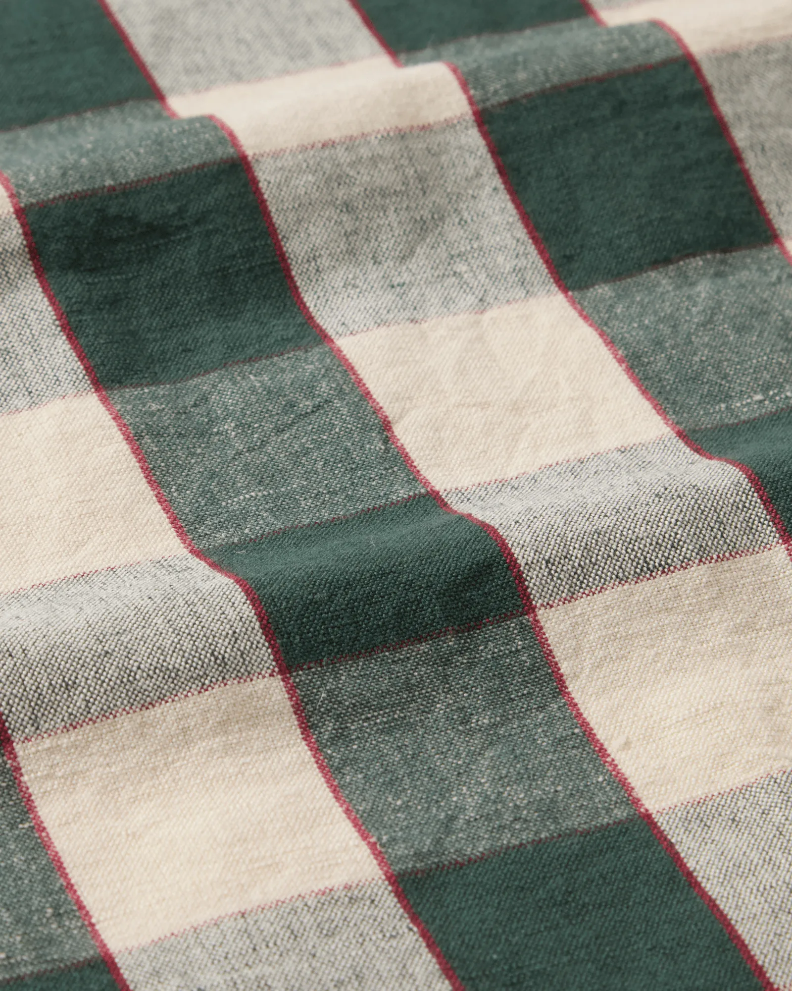 Checked linen/cotton 厨房巾 50x70 cm, 绿色-浅米色-红色 Lexington