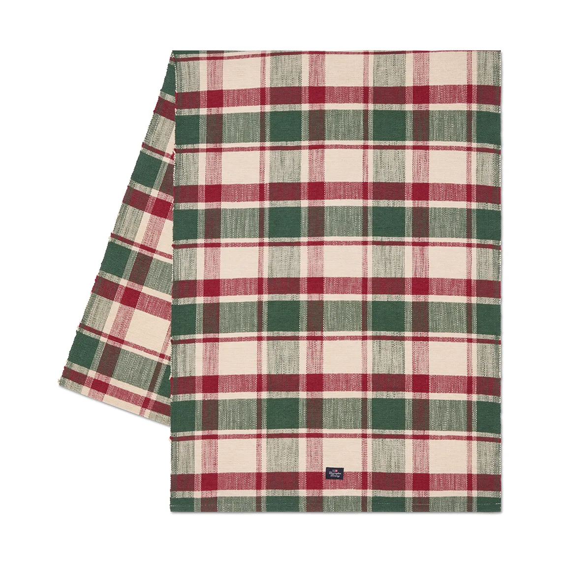Checked organic cotton 桌旗, 绿色-红色-米色, 50x150 cm Lexington