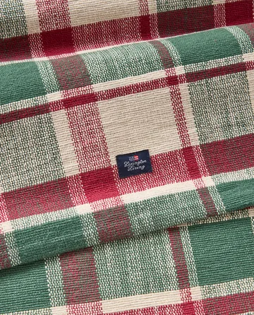 Checked organic cotton 桌旗 - 绿色-红色-米色, 50x150 cm - Lexington