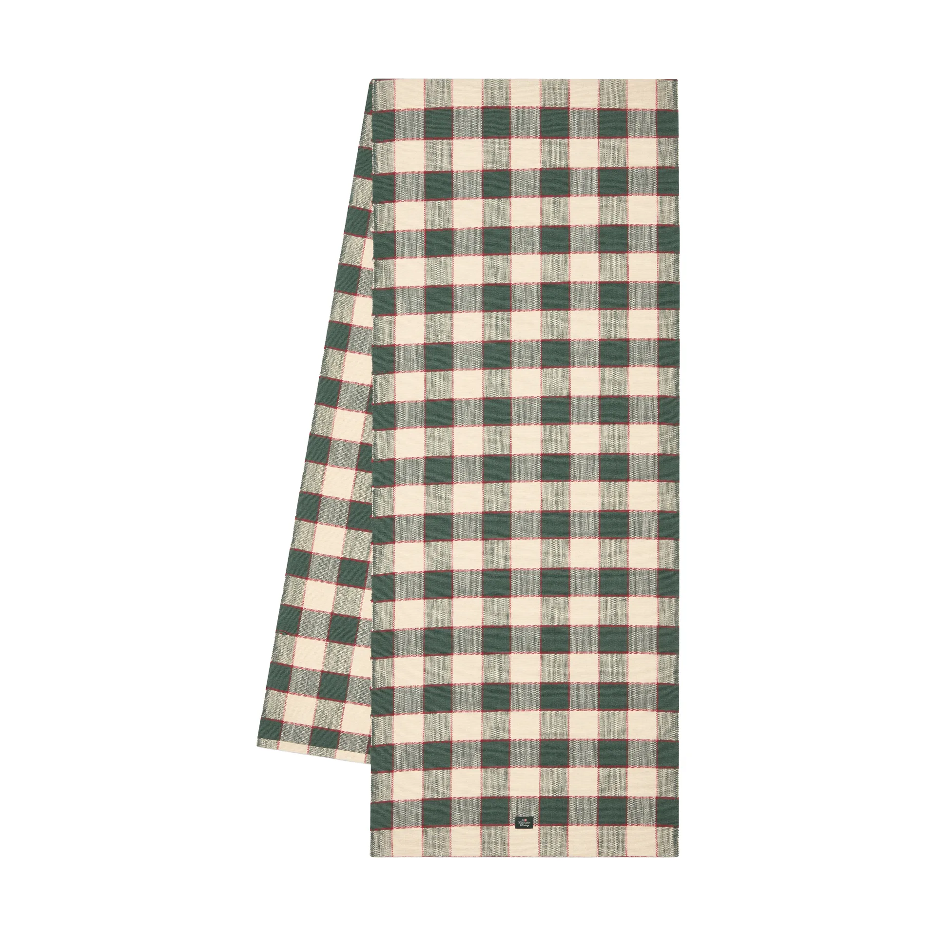 Checked organic cotton 桌旗, 绿色-浅米色-红色，50x150cm Lexington
