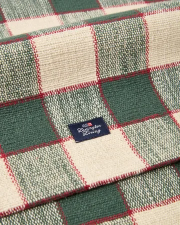 Checked organic cotton 桌旗 - 绿色-浅米色-红色，50x250cm - Lexington