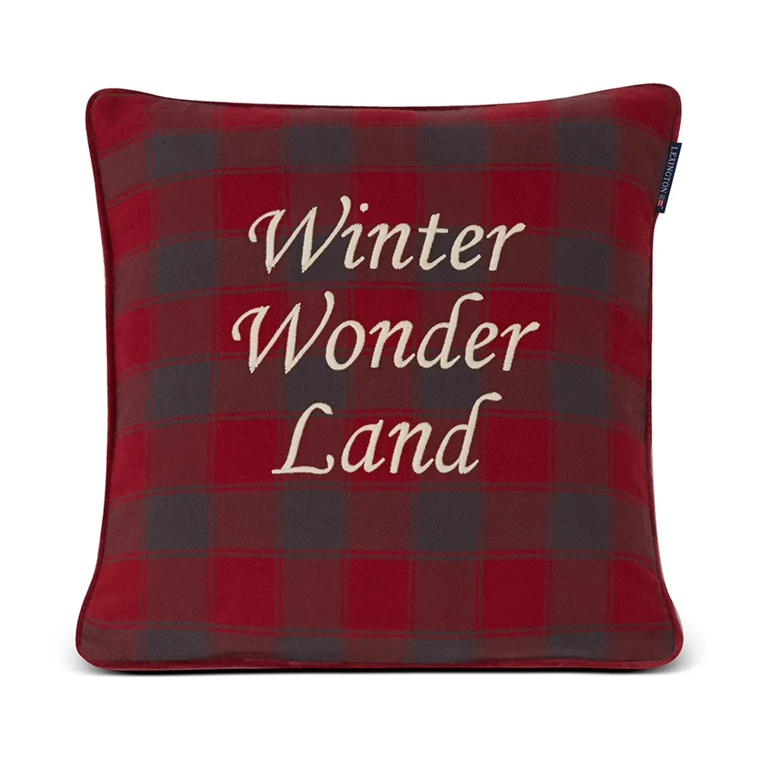 Checked Organic Cotton Canvas 靠枕套 50x50 cm, Winter Wonder Land Lexington