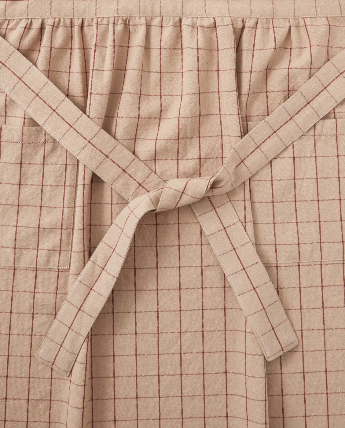 Checked Organic Cotton Oxford 围裙, 米色-红色 Lexington