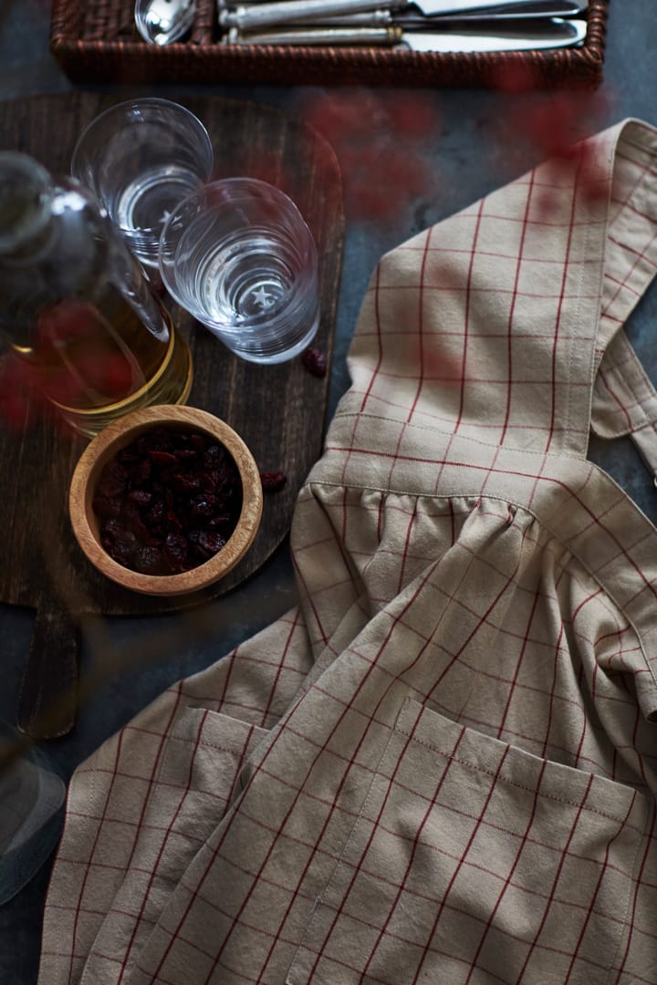 Checked Organic Cotton Oxford 围裙, 米色-红色 Lexington