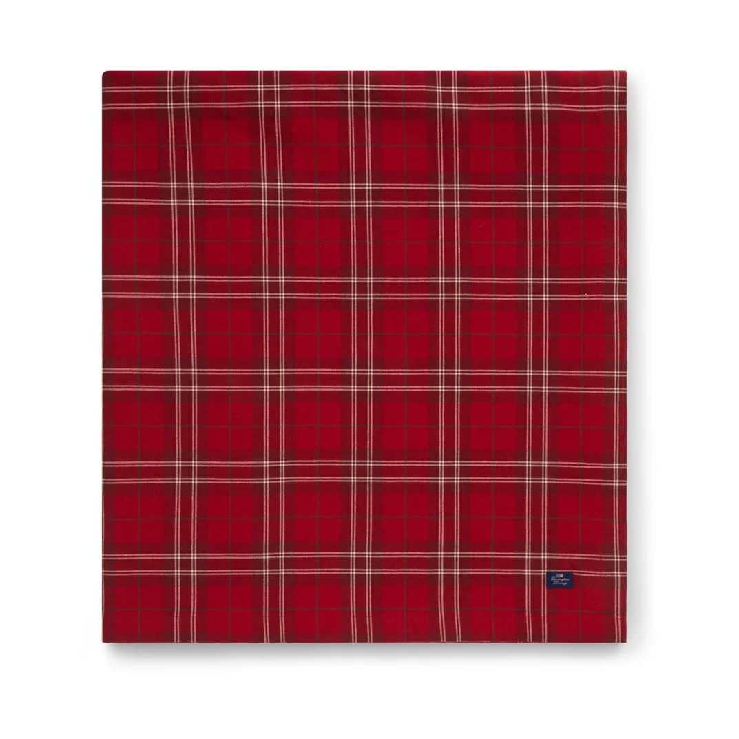Checked Organic Cotton Oxford 桌布 150x250 cm, 红色-米色-调和绿 Lexington