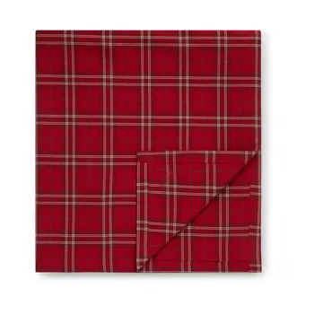 Checked Organic Cotton Oxford 桌布 150x250 cm - 红色-米色-调和绿 - Lexington