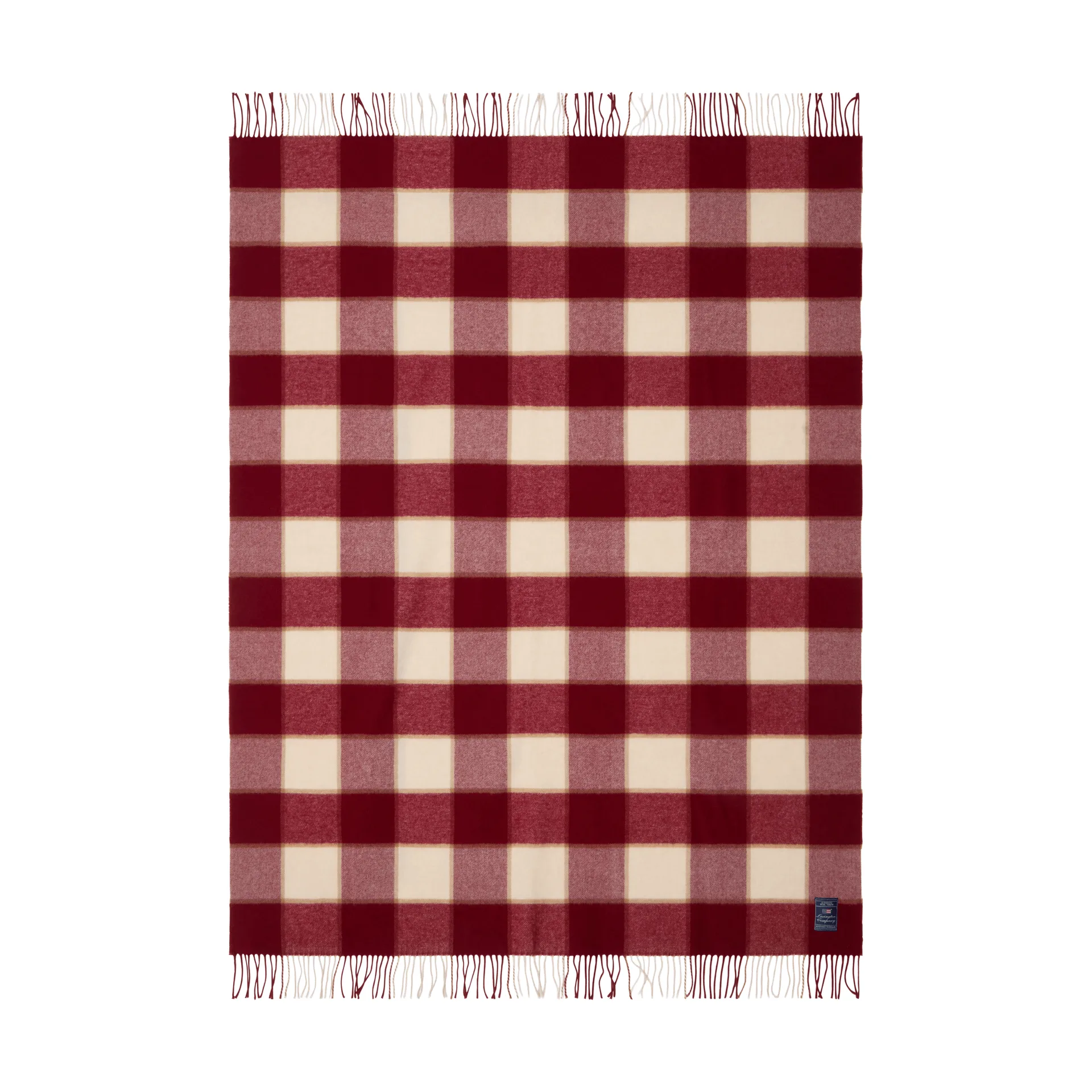 Checked Recycled 羊毛 毯子 130x170 cm, 红色-浅米色-米色 Lexington