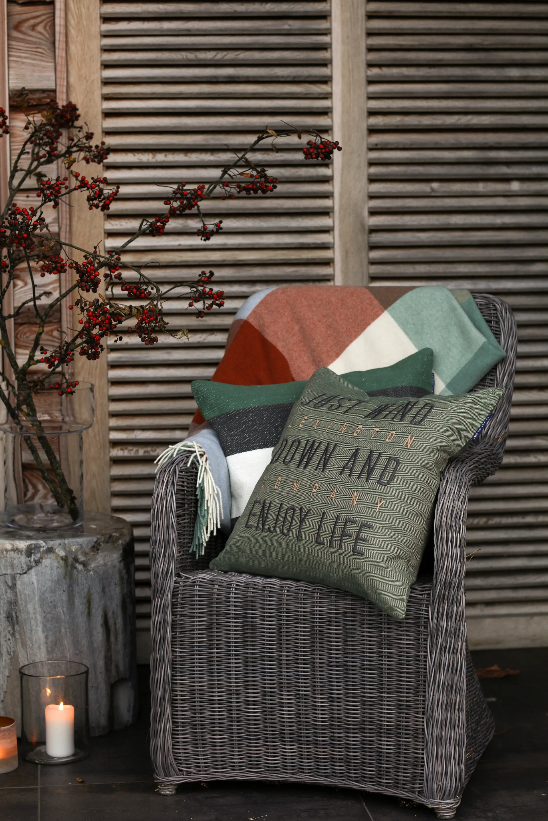 Checked Recycled 羊毛 毯子 130x170 cm, 混合色 Lexington