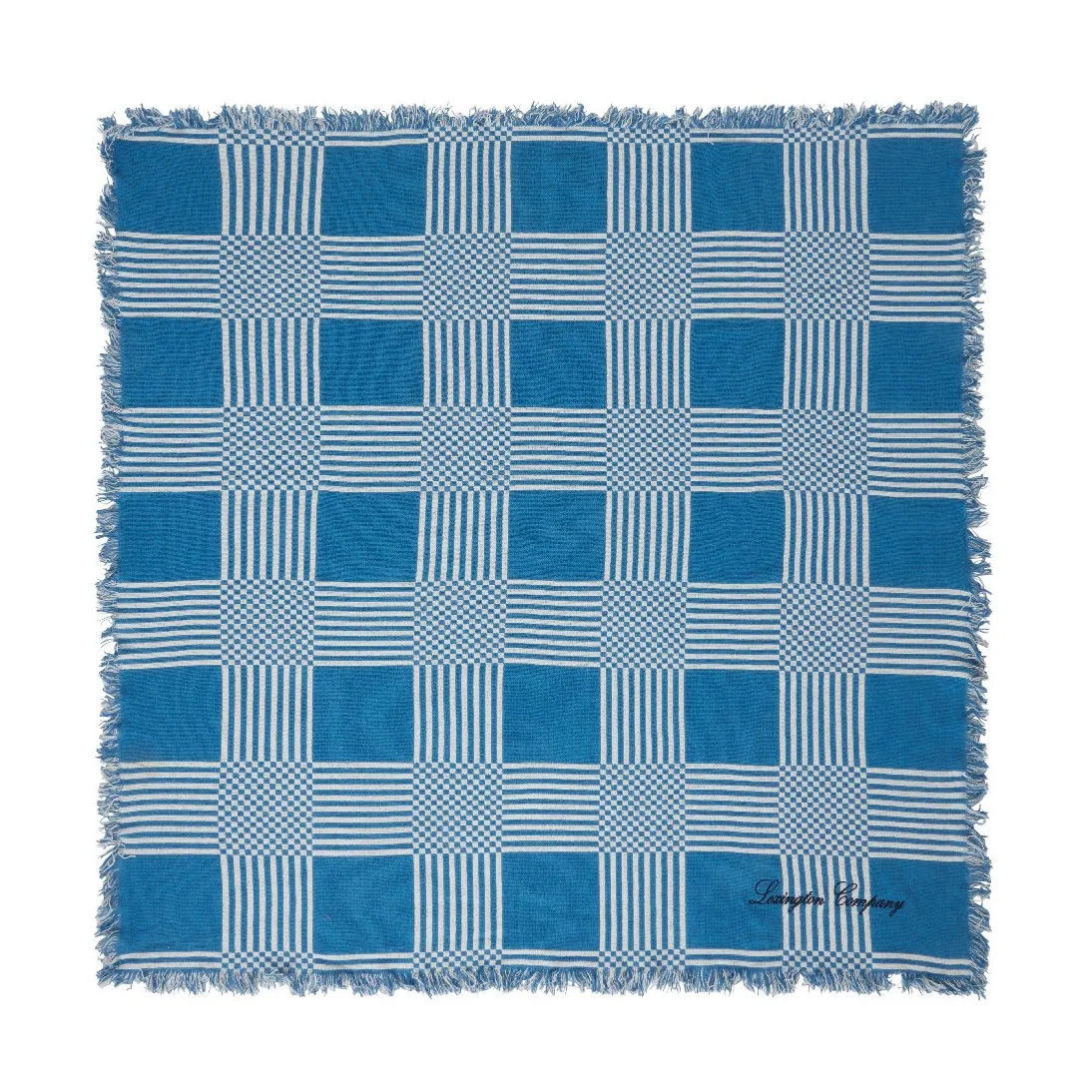 Checked Recycled Cotton Picnic 毯子 150x150 cm, 蓝色 Lexington
