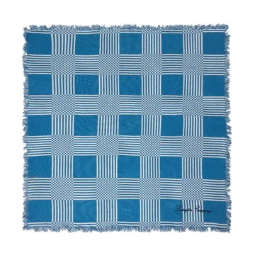 Checked Recycled Cotton Picnic 毯子 150x150 cm - 蓝色 - Lexington