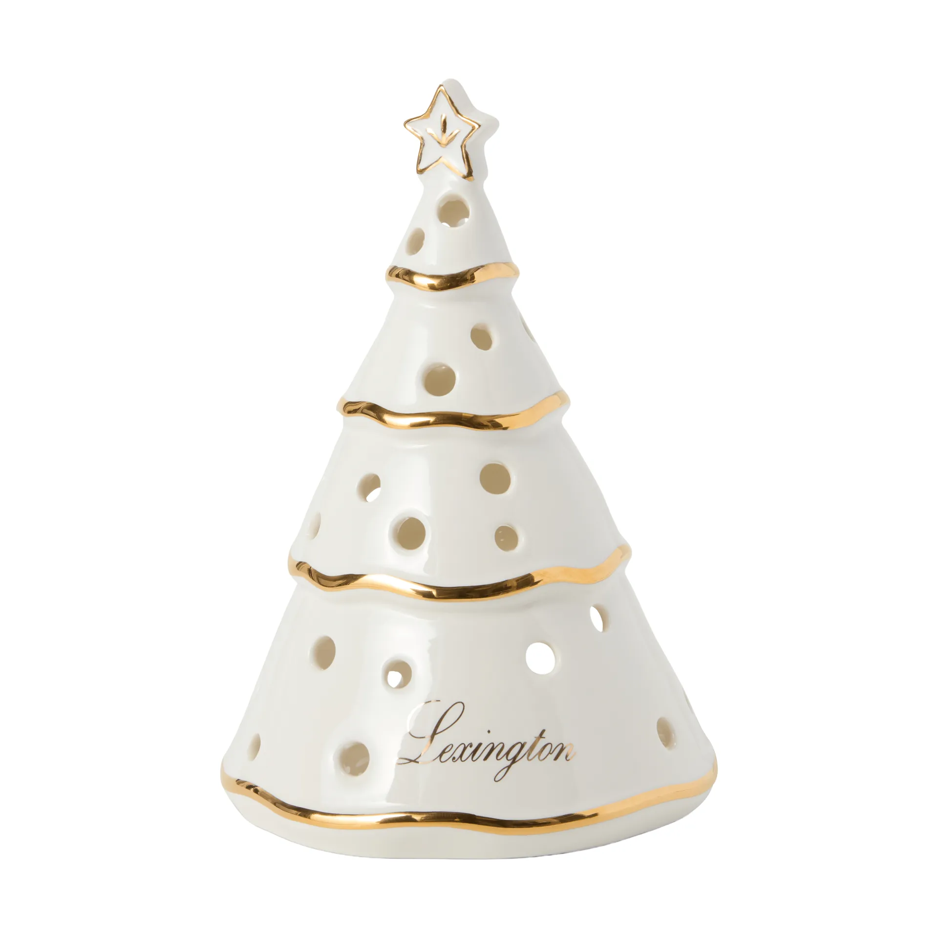 Christmas Tree 烛台, 白色-金色，16.5cm Lexington