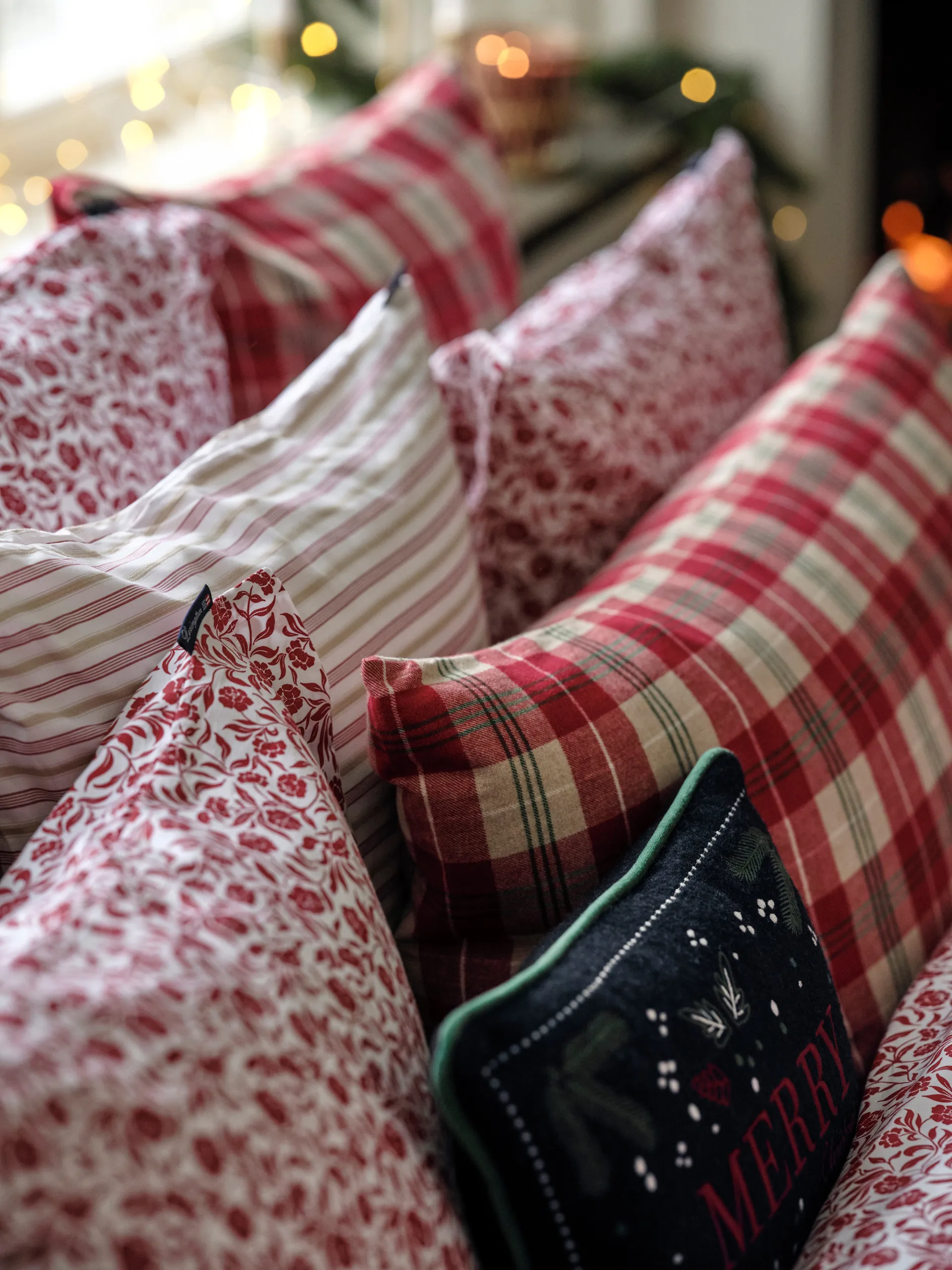 Dobby striped cotton poplin 床上用品套装, 红色-米色-白色 Lexington