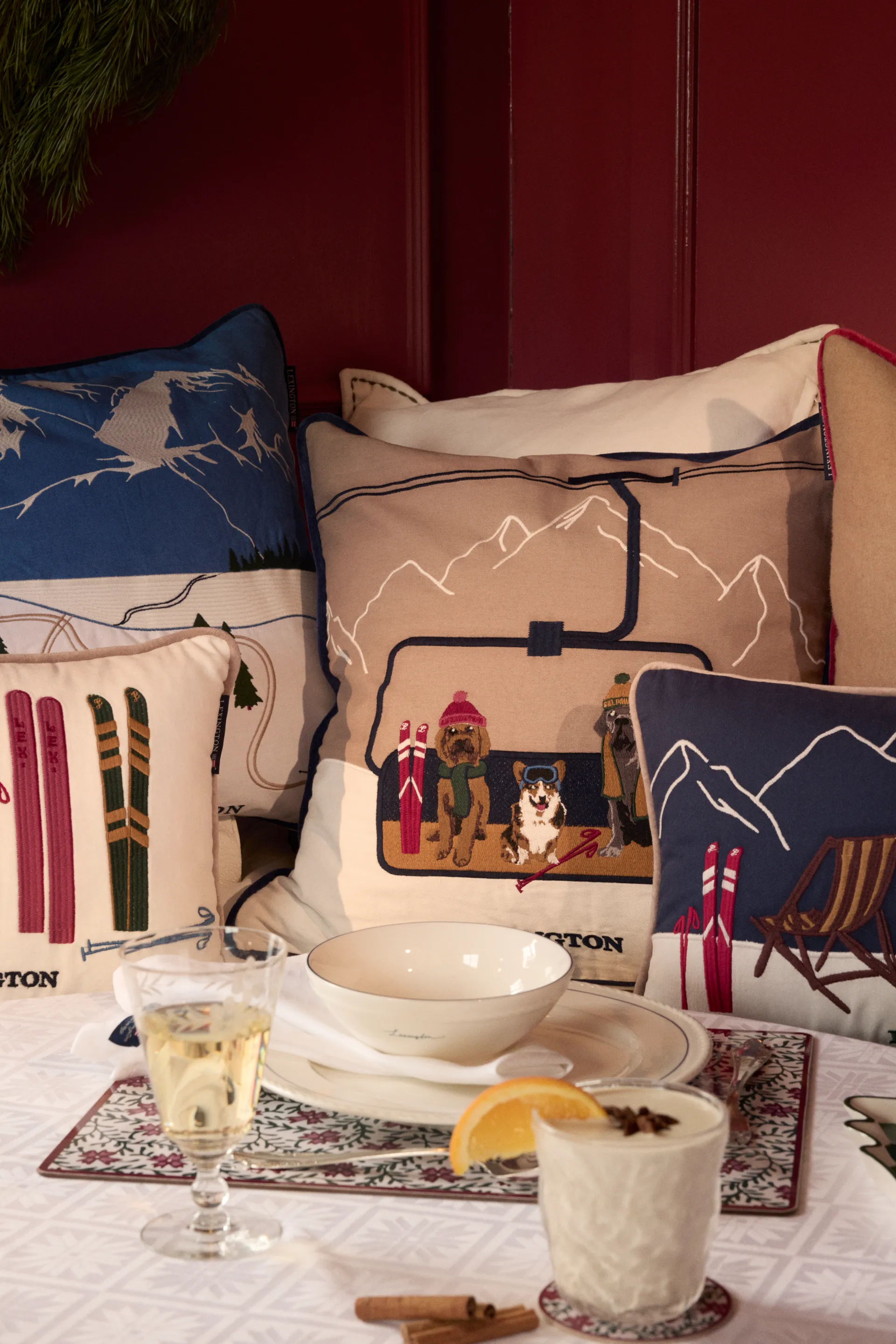 Dog lift eco. cotton twill 靠枕套 50x50 cm, 米色-白色 Lexington