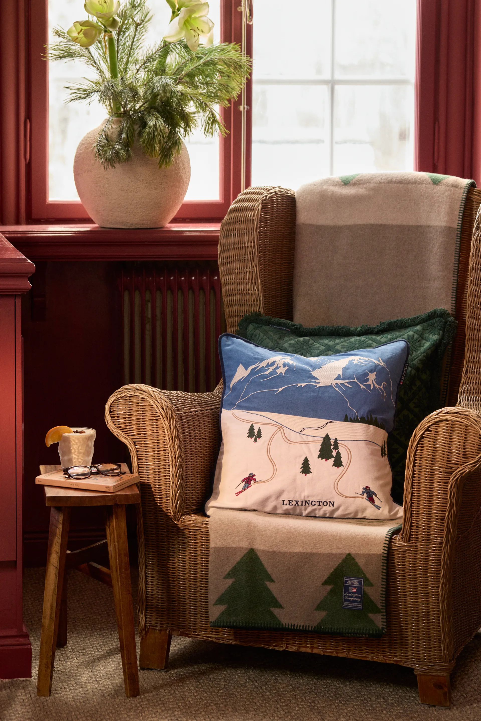 Down hill eco. cotton twill 靠枕套 50x50 cm, 蓝色-白色 Lexington