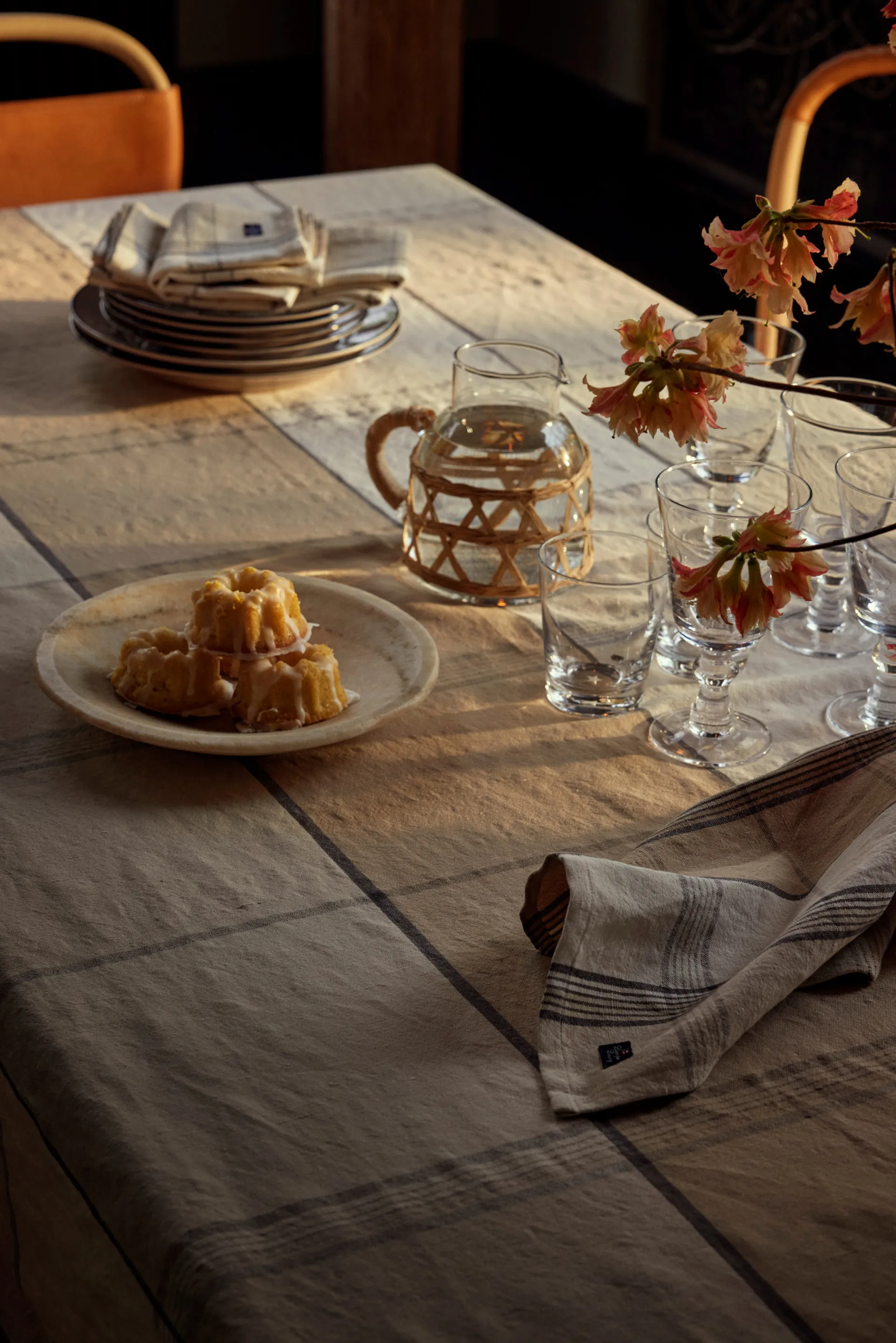 Easter Linen/Cotton 桌布 150x250 cm, 黄色-绿色 Lexington