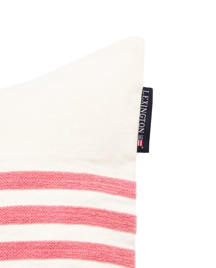 Embroidery Striped Linen/Cotton 靠枕套 50x50 cm, 米白色-红色 Lexington