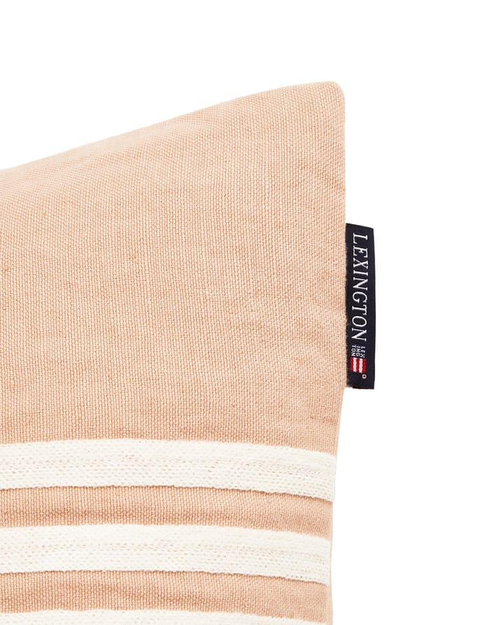 Embroidery Striped Linen/Cotton 靠枕套 50x50 cm, 米色-白色 Lexington