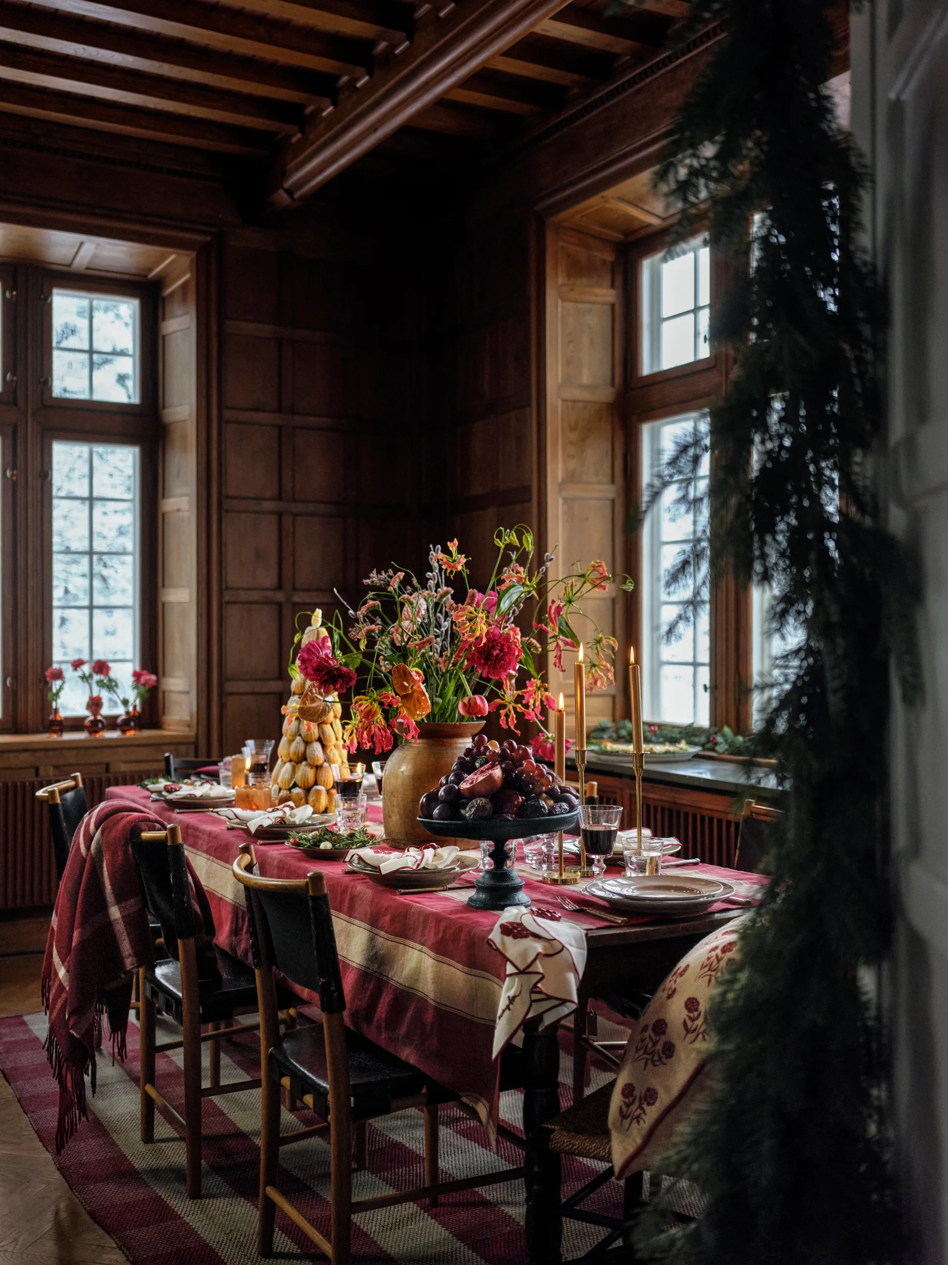 Flower linen-cotton 餐巾纸 50x50 cm, 白色-红色 Lexington