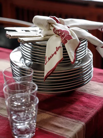 Flower linen-cotton 餐巾纸 50x50 cm - 白色-红色 - Lexington