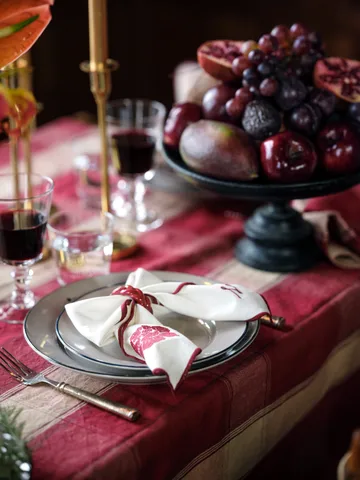 Flower linen-cotton 餐巾纸 50x50 cm - 白色-红色 - Lexington