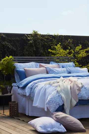 Flower Printed Cotton Sateen 床单  150x210 cm - 蓝色 - Lexington