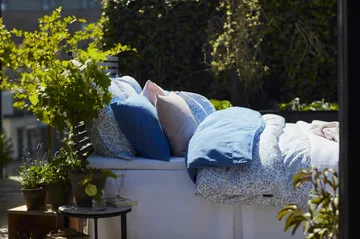 Flower Printed Cotton Sateen 床单  150x210 cm - 蓝色 - Lexington