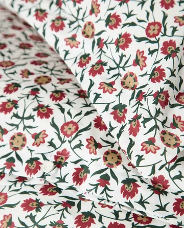 Flower printed cotton sateen 床上用品套装 - 白色-红色-绿色-米色，2件 50x60cm/1件 220x220cm - Lexington