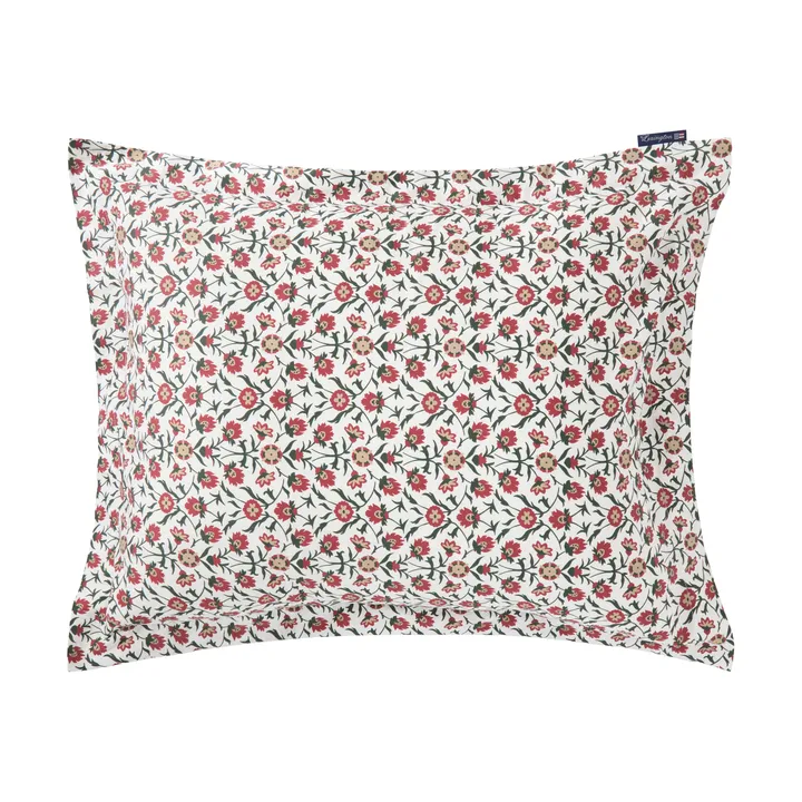 Flower printed cotton sateen 枕头套 50x60 cm - 白色-红色-绿色-米色 - Lexington