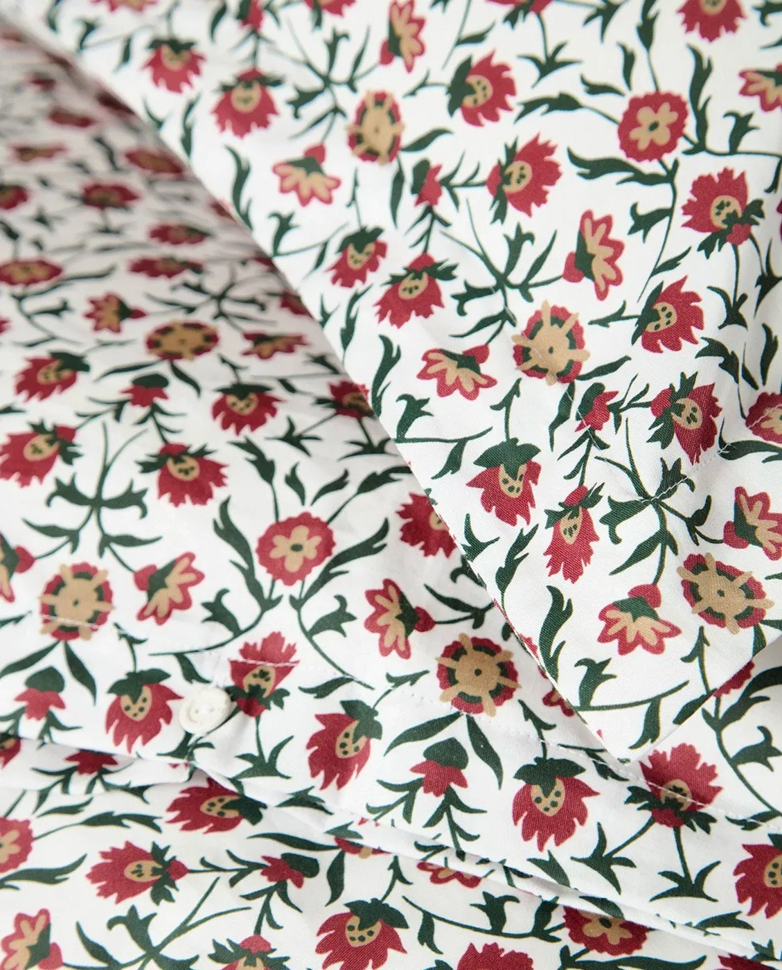 Flower printed cotton sateen 床上用品套装, 白色-红色-绿色-米色，50x60cm/150x210cm Lexington