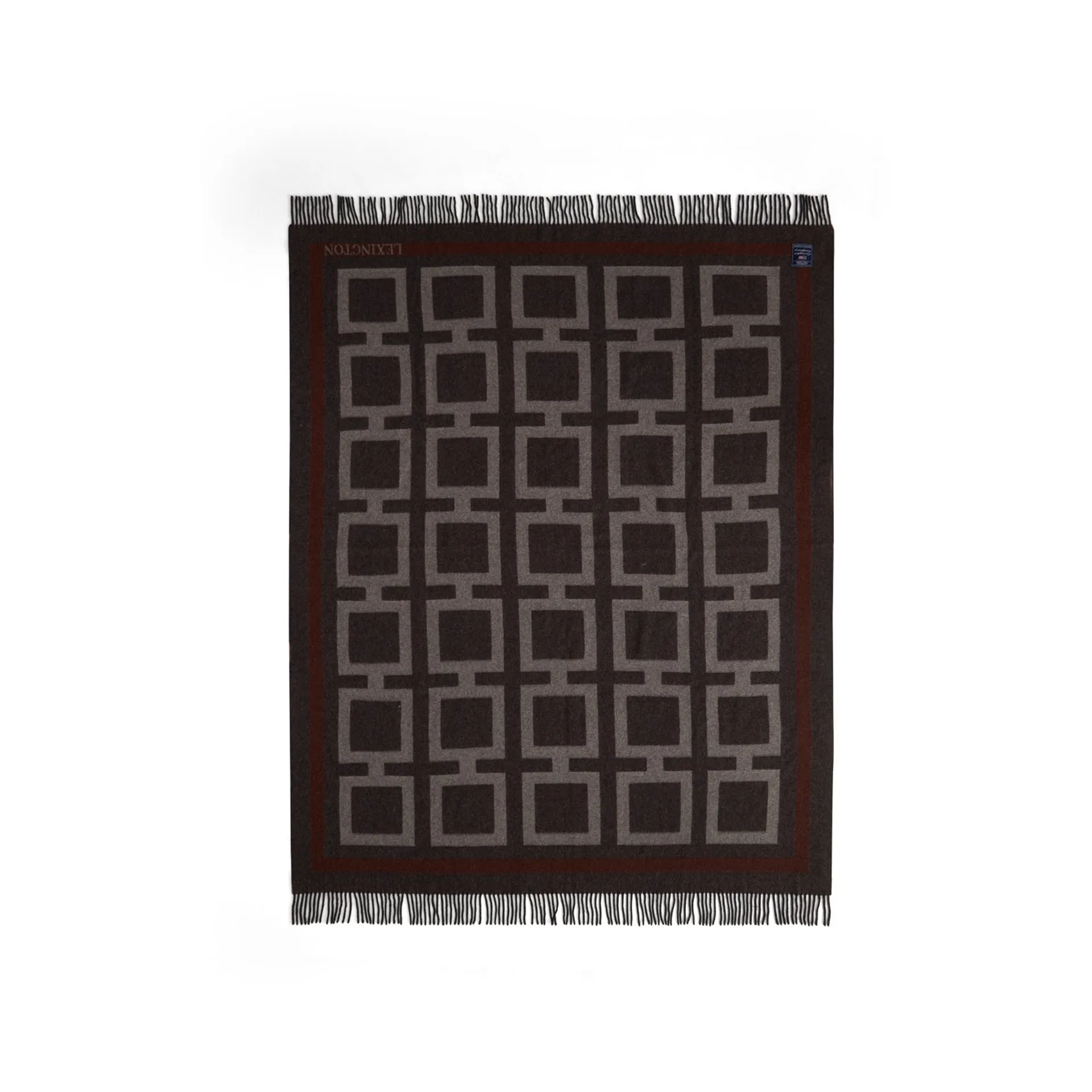 Graphic Recycled 羊毛毯子 130x170 cm, Dark grey-white-brown Lexington
