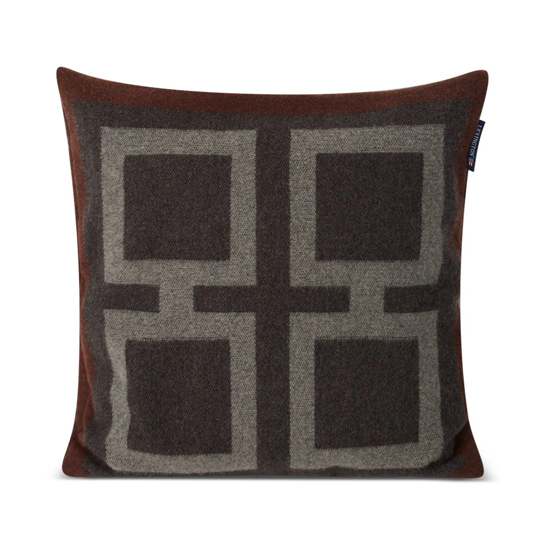 Graphic Recycled 羊毛 靠枕套 50x50 cm, Dark grey-white-brown Lexington