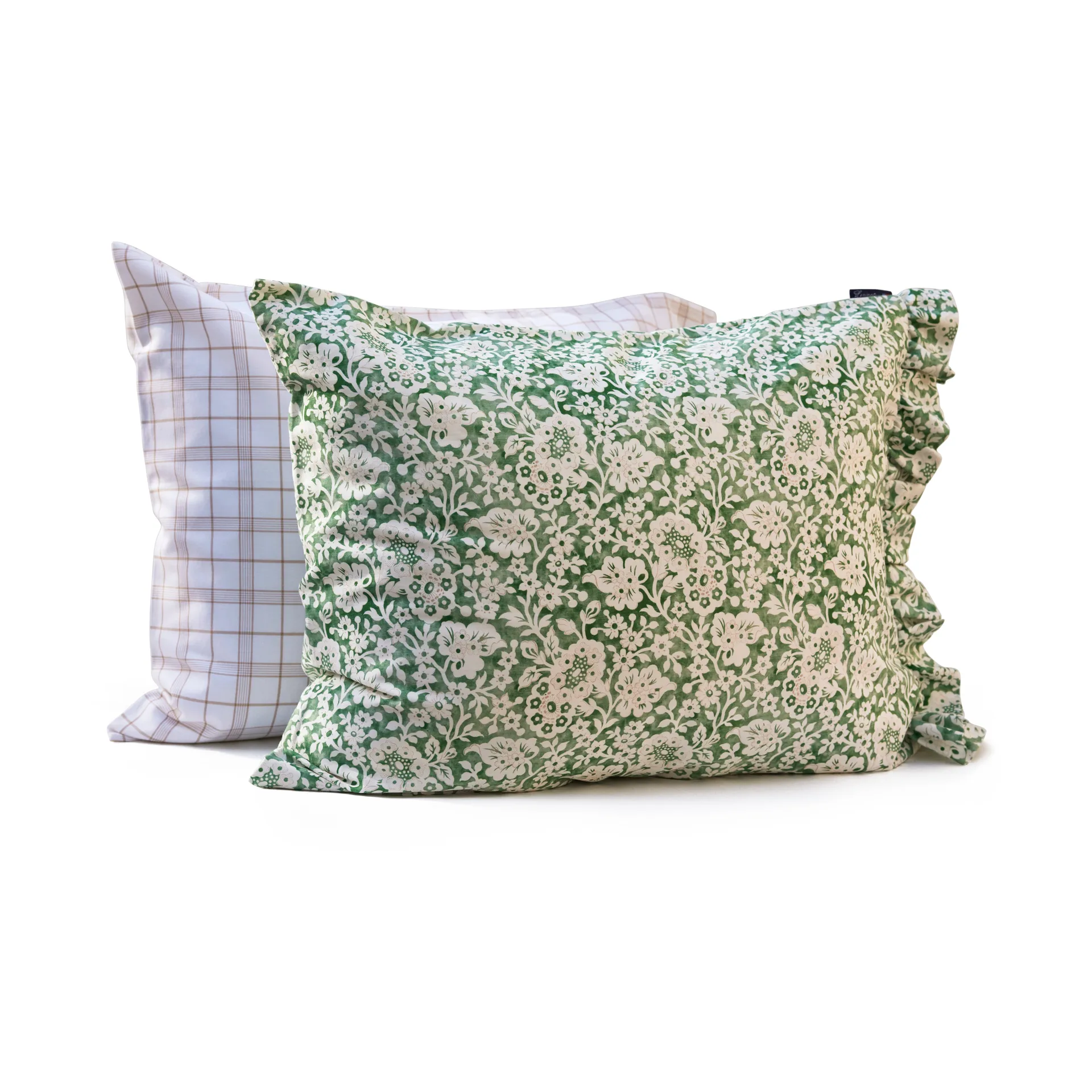 Green Floral Printed Cotton Sateen 床上用品套装, 50x60 cm, 150x210 cm Lexington