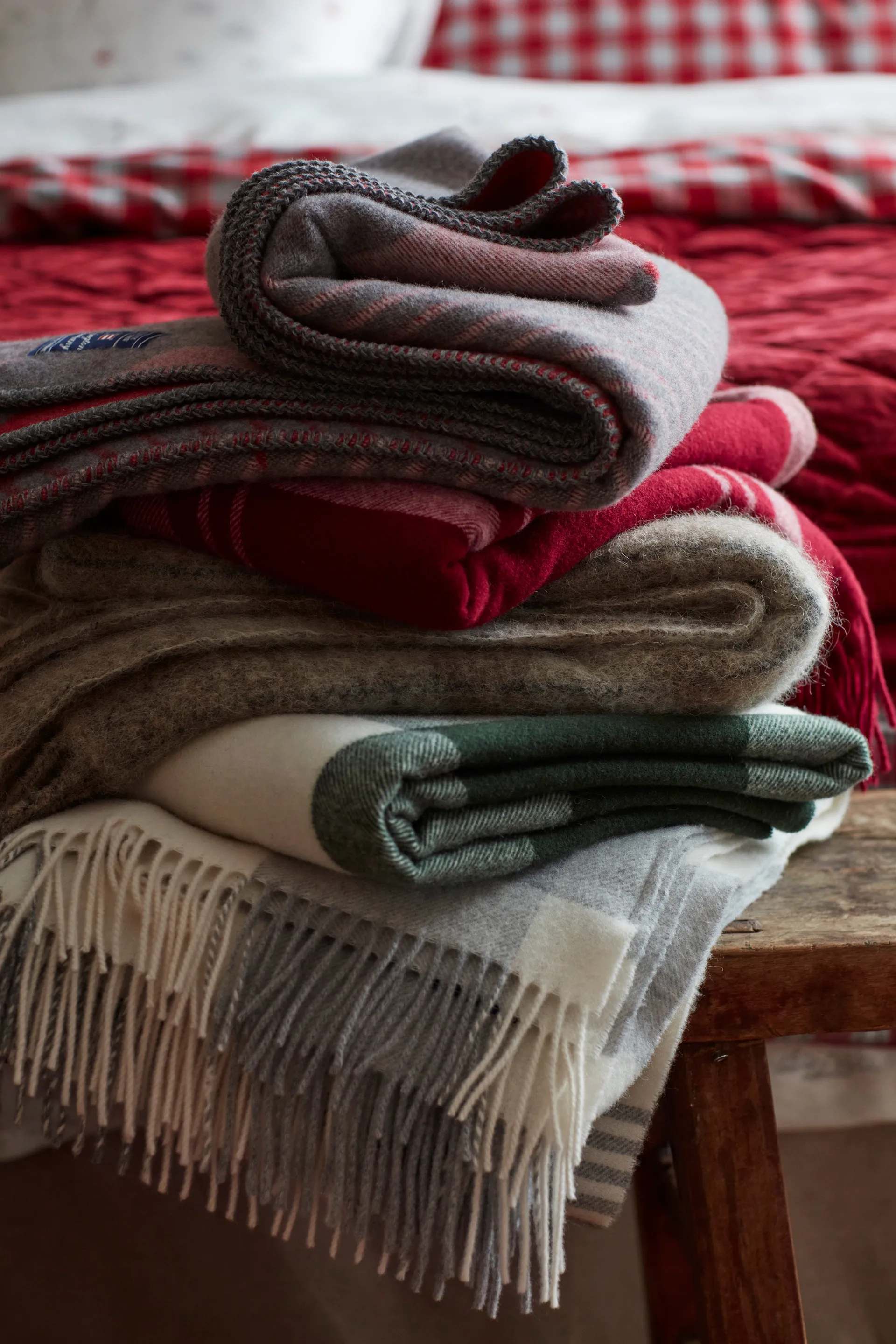 grey Checked Recycled 羊毛毯子 130x170 cm, 灰色-白色 Lexington