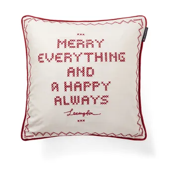 Happy always 靠枕套 50x50 cm - 白色-红色 - Lexington