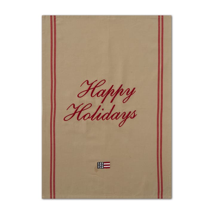 Happy Holidays Embroidered tea 毛巾 50x70 cm, 米色-红色 Lexington