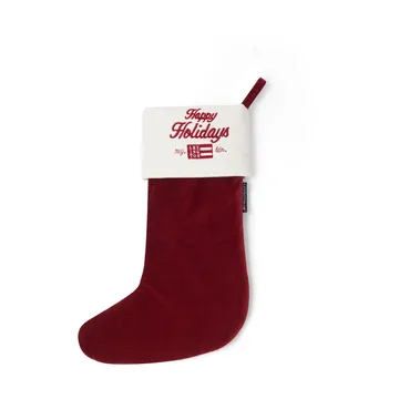 Happy Holidays Organic Cotton Velvet stocking - 红色-白色 - Lexington