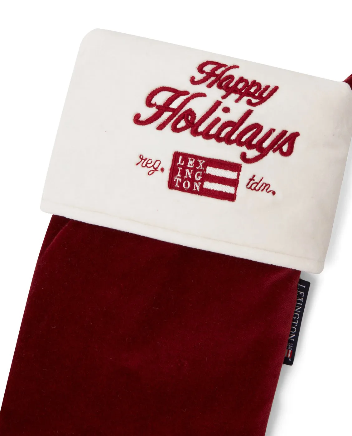 Happy Holidays Organic Cotton Velvet stocking, 红色-白色 Lexington