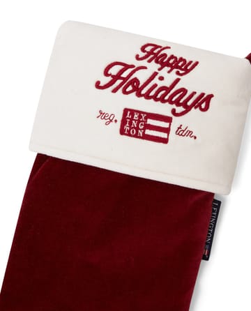Happy Holidays Organic Cotton Velvet stocking - 红色-白色 - Lexington