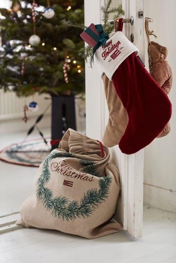 Happy Holidays Organic Cotton Velvet stocking - 红色-白色 - Lexington