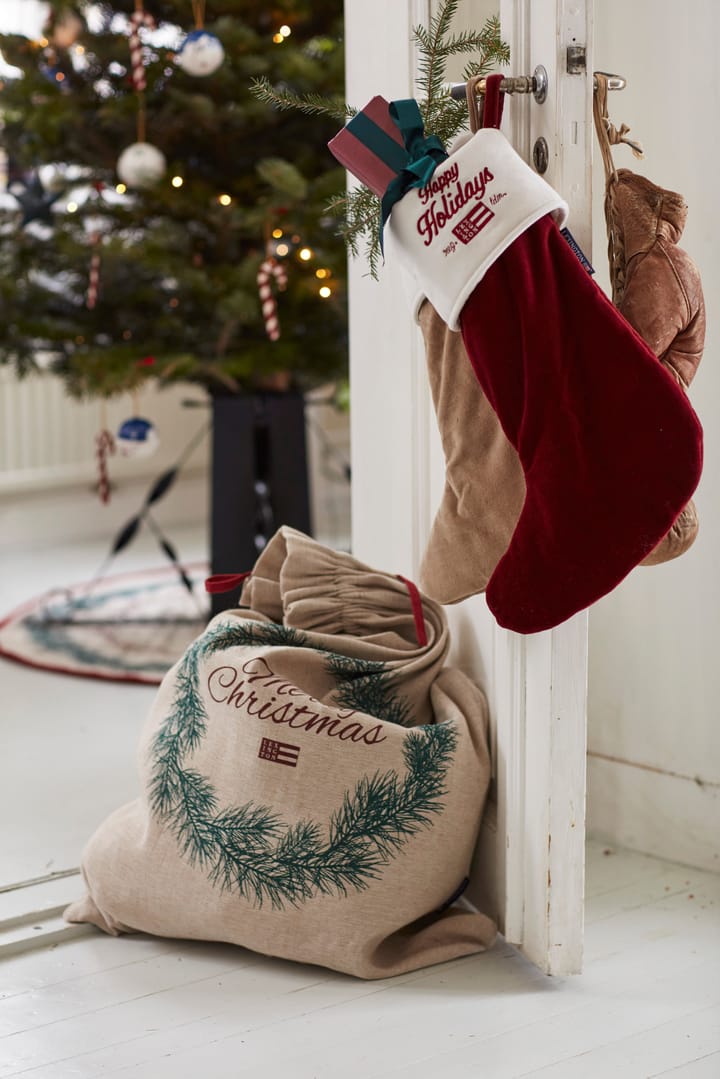 Happy Holidays Organic Cotton Velvet stocking, 红色-白色 Lexington