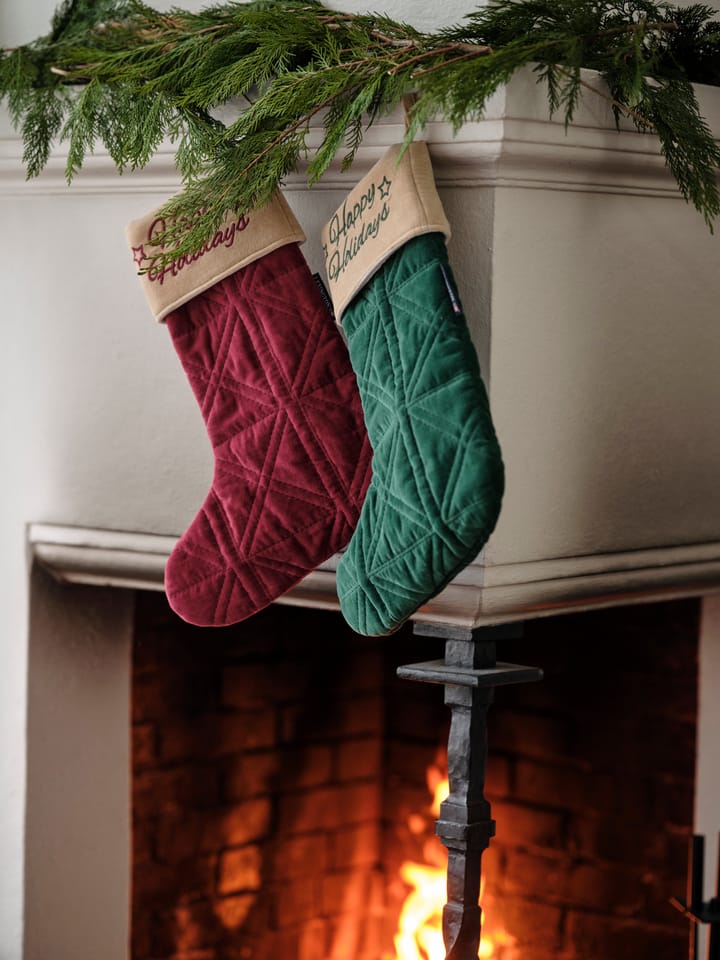 Happy Holidays velvet Christmas stocking, 红色 Lexington