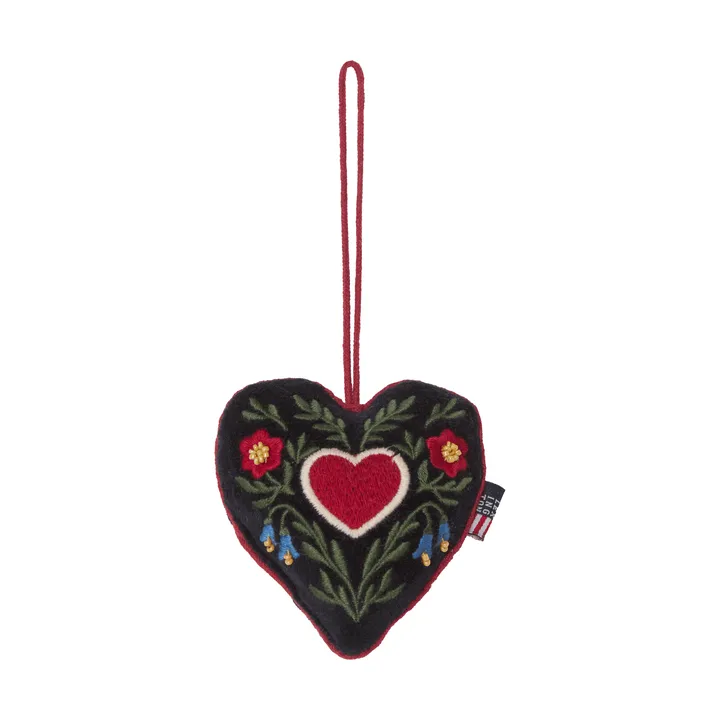 Heart 有机天鹅绒棉 圣诞挂饰 - 多色，13x10x3 cm - Lexington